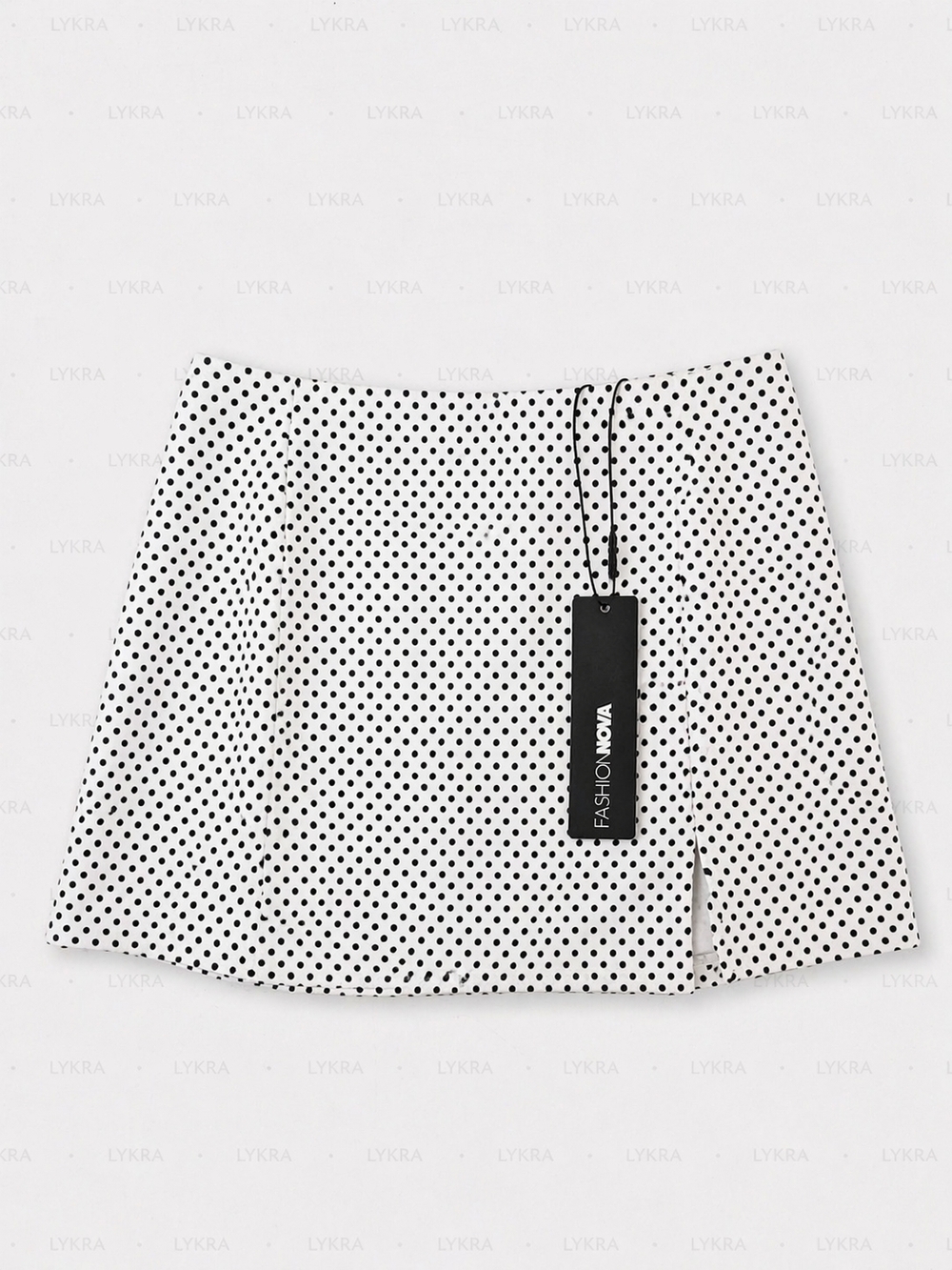 Fashion Nova White Polka Dot Mini Skirt with Black Dots